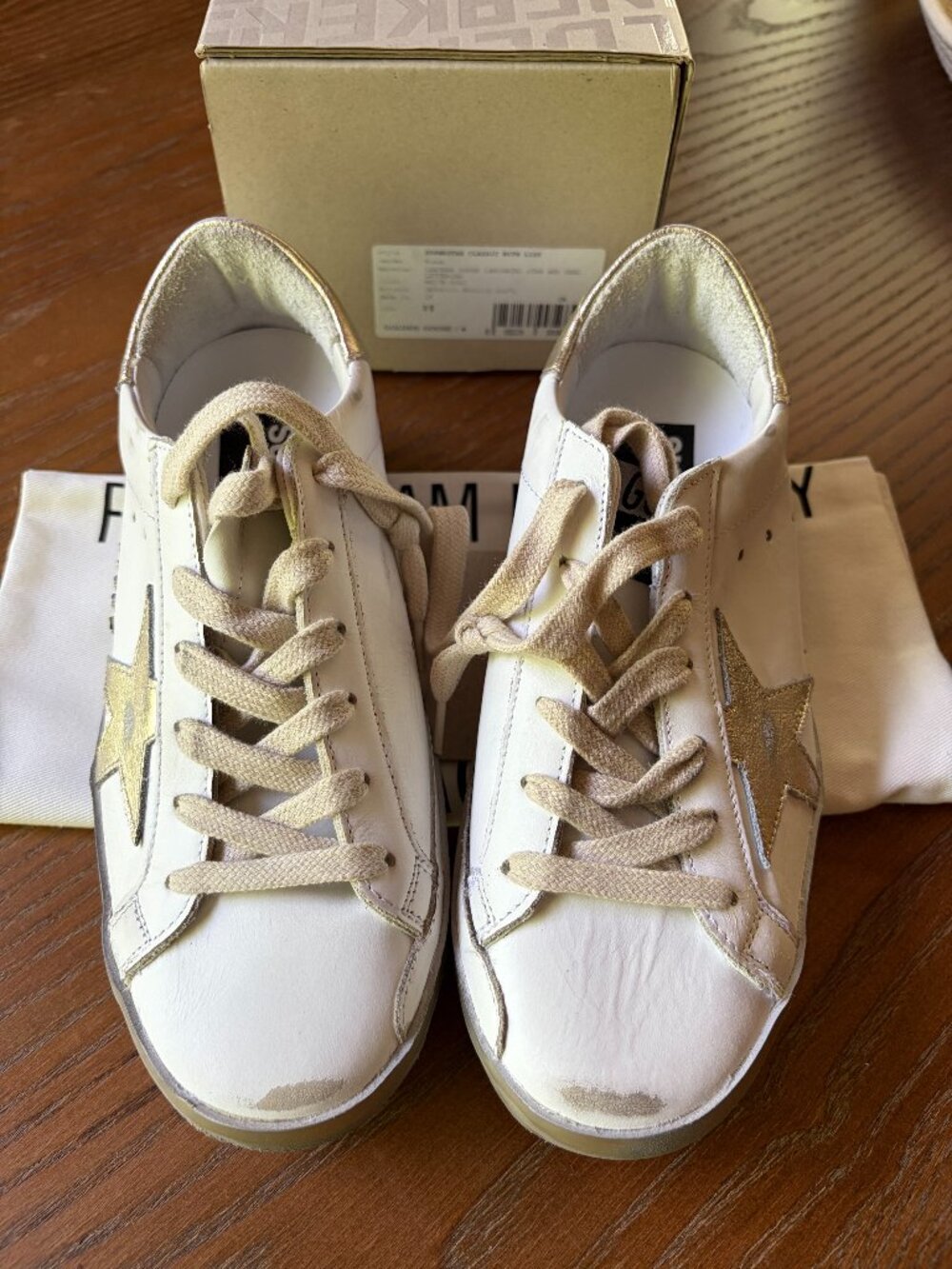 Auth NIB Golden Goose Super Star Gold Star Gold Sole Size 35